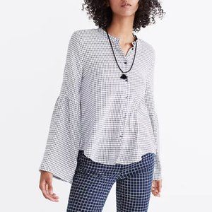 Madewell Bell Sleeve Windowpane Blouse